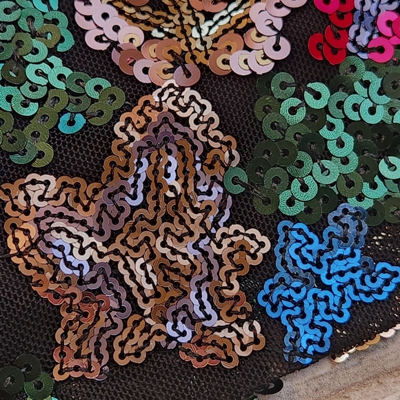 Midnight Doll mini dress L black multi sequins embroidered floral party new $90 - Picture 12 of 13